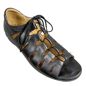 Array Beverly Black Leather Sandals Shoes Slip on Size 8.5 Comfort Aruba